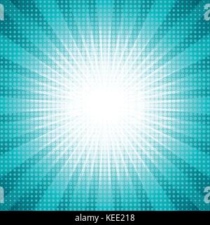 White dots halftone with green abstract star burst abstract background concept Stock Vector