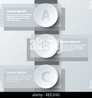Three topics simple white 3d paper circle on double layer for website presentation cover poster vector design infographic illustration concept Stock Vector