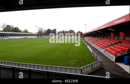 General view of the pitch at Salford City's new stadium The Peninsula Stadium. Stock Photo