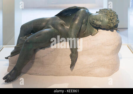 Bronze Statue of Eros Sleeping, Greek, 1st century AD, Metropolitan Museum of Art, Manhattan, New York City, USA, North America Stock Photo