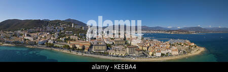 Aerial view of Ajaccio, Corsica, France. City center seen from the sea Stock Photo