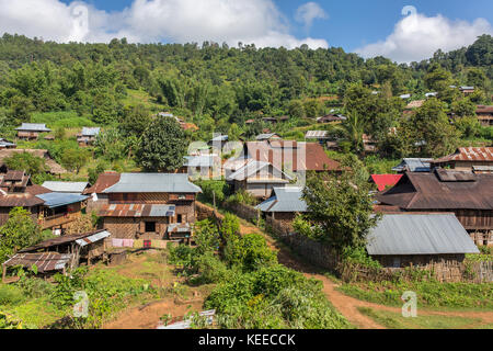 Traditional village landscape in Laos Stock Photo