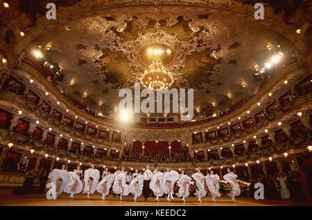 Traditional ball in State Opera, Prague, Czech Republic, February 2010 Stock Photo