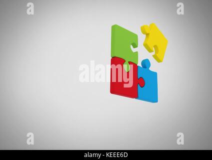 Digital composite of jigsaw puzzle pieces on grey background Stock Photo
