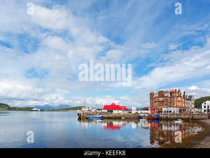 Seafront and harbour with Columba Hotel to the right, Oban town centre, Argyll and Bute, Scotland, UK Stock Photo