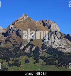 Mount Altmann seen from Chaeserrugg. Stock Photo