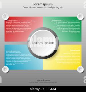 Colorful topics with 3d paper circle in center background for website presentation cover poster vector design infographic illustration concept Stock Vector