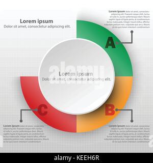 3D paper circle with colorful percentage level pie chart for website presentation cover poster vector design infographic illustration concept Stock Vector