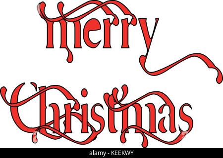 Merry Christmas writen in English written on a white Background Stock Vector