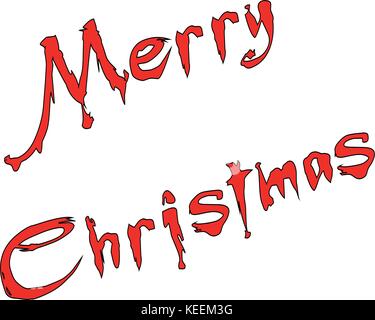 Merry Christmas writen in English written on a white Background Stock Vector