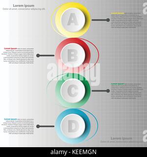 Colorful paper circle 3d with four topics in vertical view for website presentation cover poster vector design infographic illustration concept Stock Vector