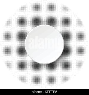 3d circle paper vector design on grey dots halftone pattern for abstract background concept Stock Vector