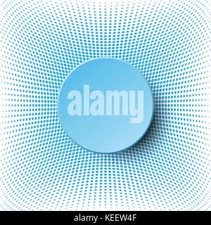 3d blue circle paper vector design on halftone dots pattern for abstract background concept Stock Vector