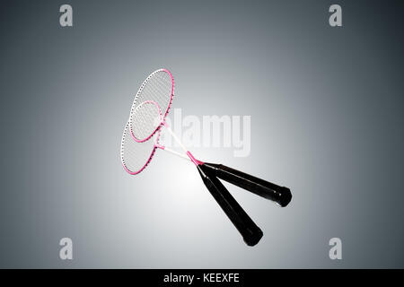 Color photo of two rackets for badminton Stock Photo