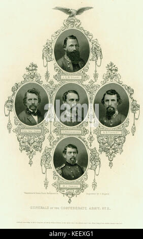 Generals of the Confederate Army. No. 2.  (Subjects include Generals J.E.B. Stuart, Earl Van Dorn, J.C. Breckinridge, Nathaniel Bedford Forrest, and W.J. Hardee) Stock Photo