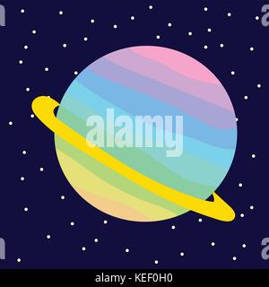 Pastel Saturn on Dark Background, Illustration/Vector Stock Vector