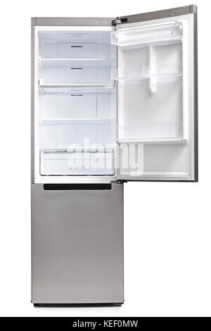 Empty refrigerator isolated on white background Stock Photo