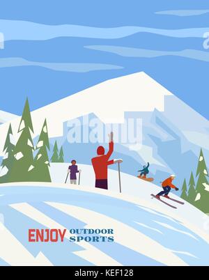 Winter sports poster. Stock Vector