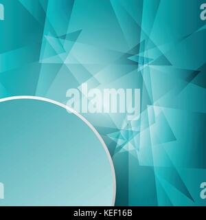 3d green paper circle label in the corner on green glass mosaic abstract design background concept Stock Vector