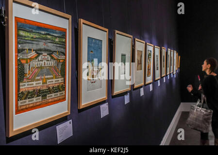 London, UK. 20th Oct, 2017. A collection of prints in the Arts of the Islamic world sale - Howard Hodgkin: Portrait of the Artist & Arts of the Middle East and India at Sothebys New Bond Street. The sales will take place between 23-25 October. Credit: Guy Bell/Alamy Live News