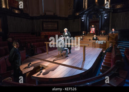 London, UK. 20th Oct, 2017. A performance of Witness for the Prosecution by Agatha Christie directed by Lucy Bailey at the London County Hall in London. Photo date: Friday, October 20, 2017. Photo credit should read Credit: Roger Garfield/Alamy Live News