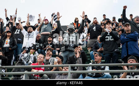 Oct 19 2017 - Oakland CA, U.S.A Oakland Raiders fans during the NFL football game between Kansas City Chiefs and the Oakland Raiders 31-30 win at O.co Coliseum Stadium Oakland Calif. Thurman James/CSM Stock Photo