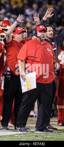Oct 19 2017 - Oakland CA, U.S.A Chiefs head coach Andy Reid during the NFL football game between Kansas City Chiefs and the Oakland Raiders 31-30 lost at O.co Coliseum Stadium Oakland Calif. Thurman James/CSM Stock Photo