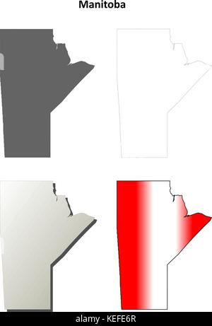 Manitoba blank outline map set Stock Vector