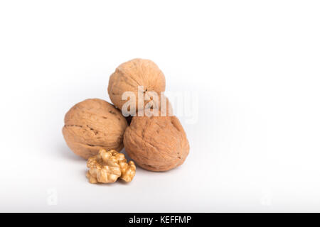 bio walnuts isolated on a white background Stock Photo