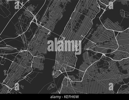 Vector background with all streets of New York and surroundings map. Stock Vector