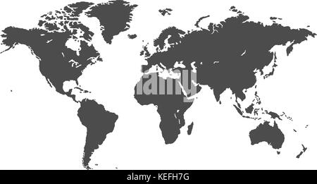High quality Gray simple vector map of the world Stock Vector
