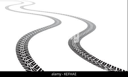 Vector illustration of a vehicle tire tracks vanishing into the horizon Stock Vector