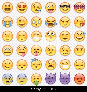 Big Set of 36 high quality vector cartoonish emoticons. Stock Vector