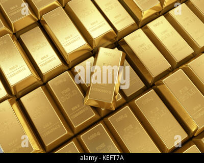 background of gold bars close up Stock Photo