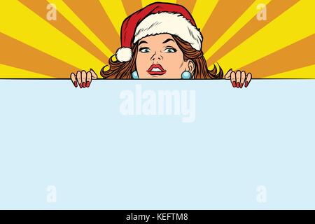 Santa girl with copy space poster Stock Vector