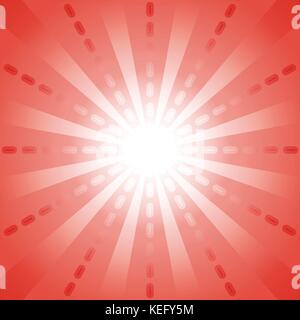 Red dash line with start burst in ther center for abstract background concept Stock Vector
