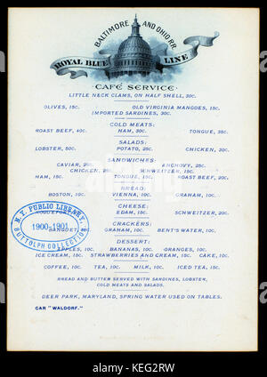 CAFE SERVICE (held by) BALTIMORE AND OHIO RR (at)  ROYAL BLUE LINE,WALDORF  (RR;) (NYPL Hades 275878 470942) Stock Photo