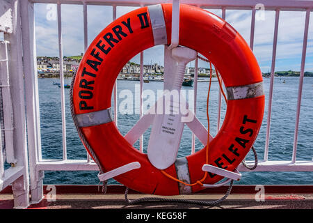 Life Buoy on Portaferry Strangford Ferry Stock Photo