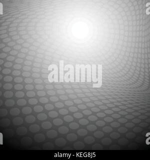 White dots circle wave pattern on black background for abstract background concept Stock Vector