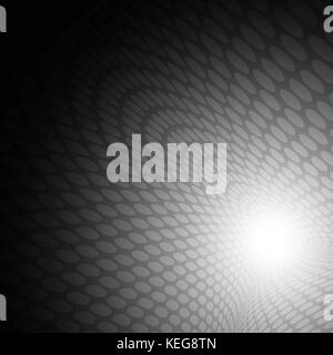 White dots circle wave pattern on black background for abstract background concept Stock Vector