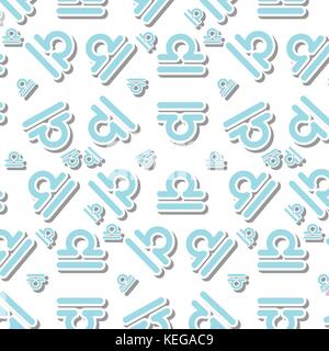 Light blue Libra astronomy icon sign symbol pattern on white background Stock Vector