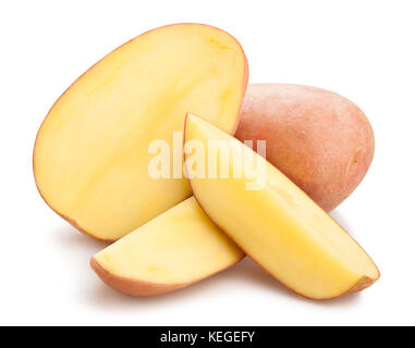 sliced red potatoes path isolated Stock Photo