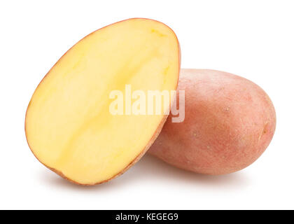 sliced red potatoes path isolated Stock Photo