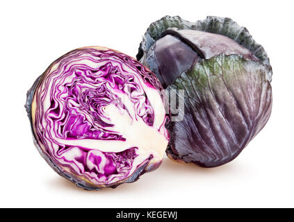 sliced red cabbage path isolated Stock Photo