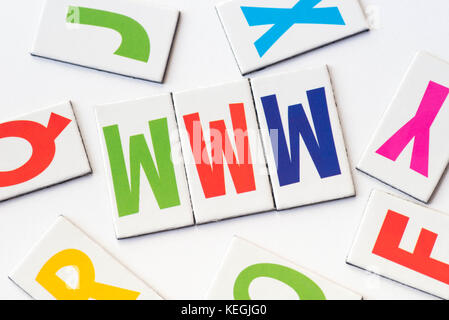 word www made of colorful letters on white background Stock Photo