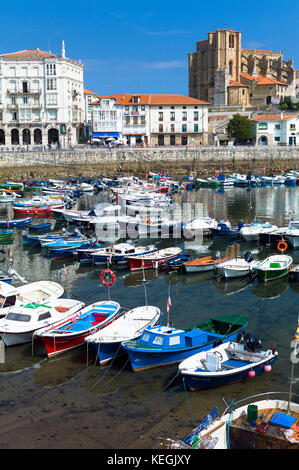 Seaside resort of Castro Urdiales in Northern Spain with the 13th Century Iglesia de Santa Maria church