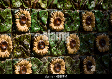 Ceramic tiles at El Capricho de Gaudi (The Caprice Villa Quijano) at Comillas in Cantabria, Northern Spain Stock Photo