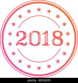 The 2018 gradient circle seal badge with star border icon Stock Vector