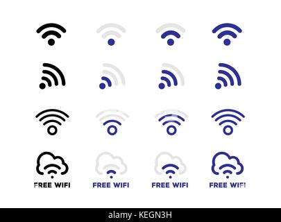 Internet network free Wifi connection icon set in vector format Stock Vector