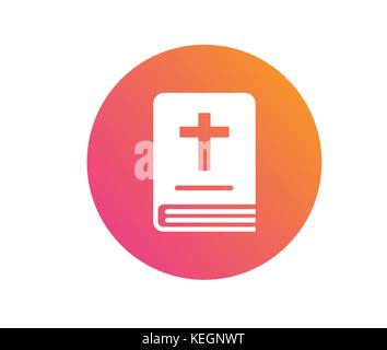 Isolated pink to orange gradient holy bible book icon Stock Vector
